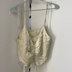 Aritzia Wilfred gold scrunch tie tank